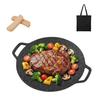 GFUN Multi Griddle 30cm Grilling Plate Suitable for Direct and Induction Cooktops No Seasoning Easy To Grill Frying Outdoor BBQ Includes Wooden Handle