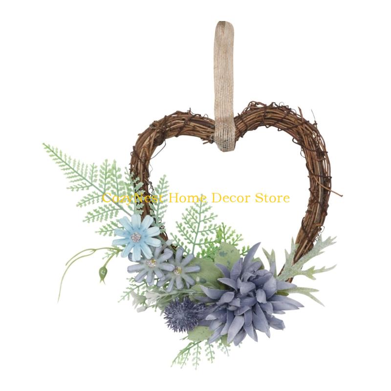 

92MF Weather Resistant Heart Shaped Wreath For Special Celebration Front Door Garland