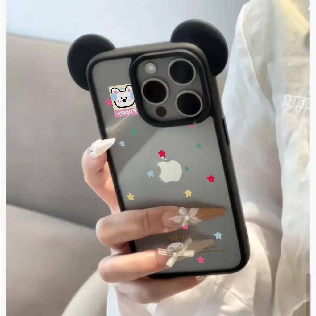 Star Puppy Mickey Ears Phone Case - Compatible with iPhone 14, 15, 16, 16 Pro, 17 Pro Max, Cute Design
