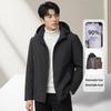 Men's Three-in-One White Goose Down Hooded Jacket - Detachable Liner, High-End Business Warmth for Autumn and Winter
