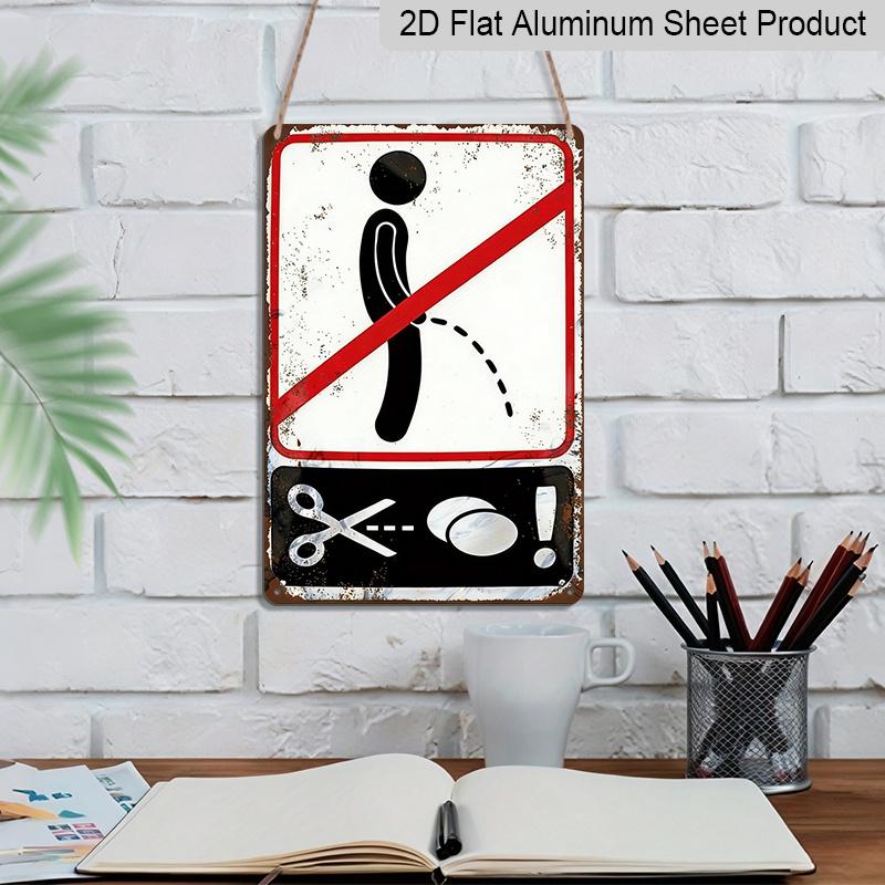 2D Flat 1pc Metal Sign, No Peeing Warning Sign, Durable Aluminium Metal Plaque, Suitable for Bars, Bedrooms, Restaurants, Kitchens, and Home Decor
