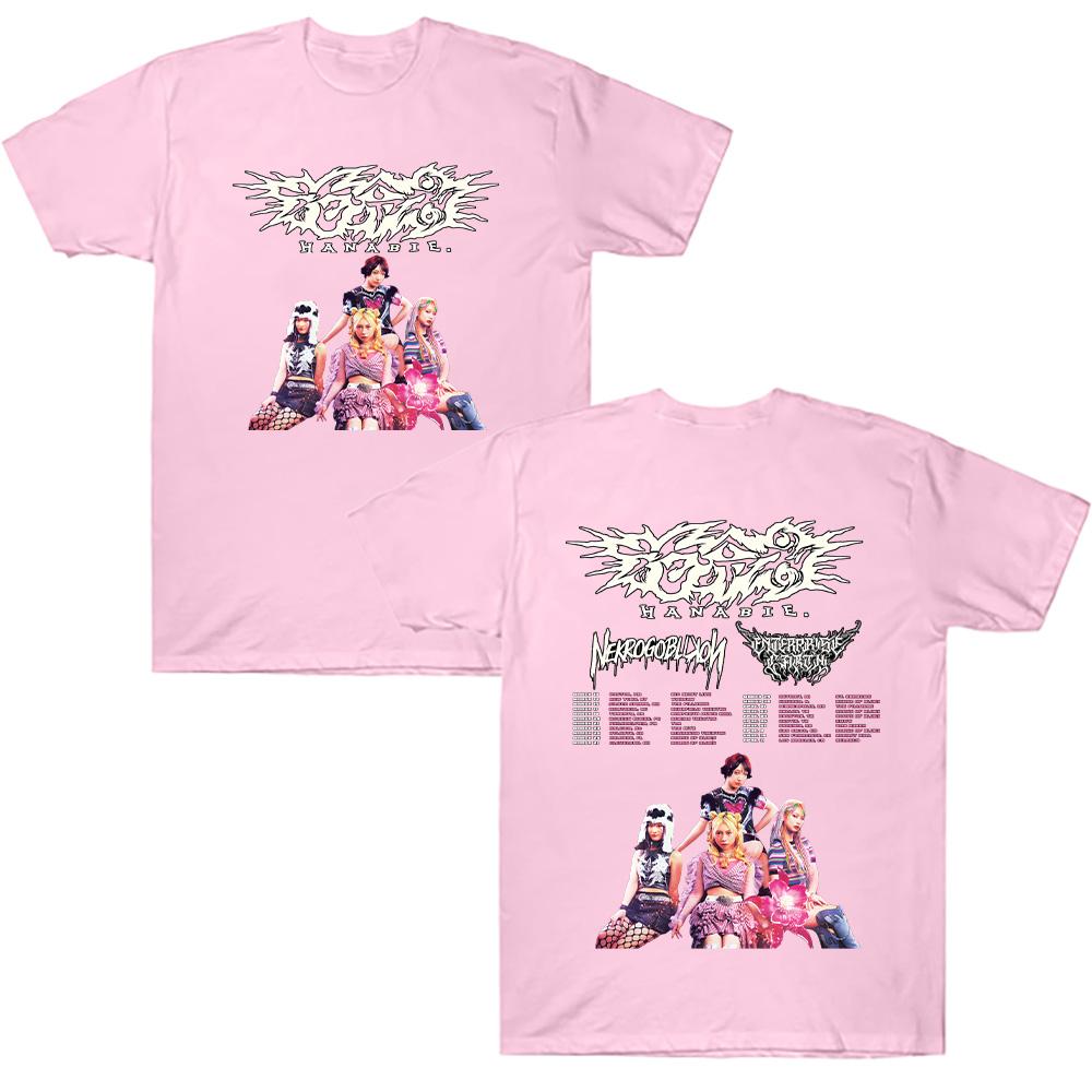 Hanabie. 2026 Tour T-shirt Hanabie. Meisjesgroep Metal Merchandise T-shirt Mannen Vrouwen Retro Cartoon Esthetisch T-shirt Casual Katoenen Top