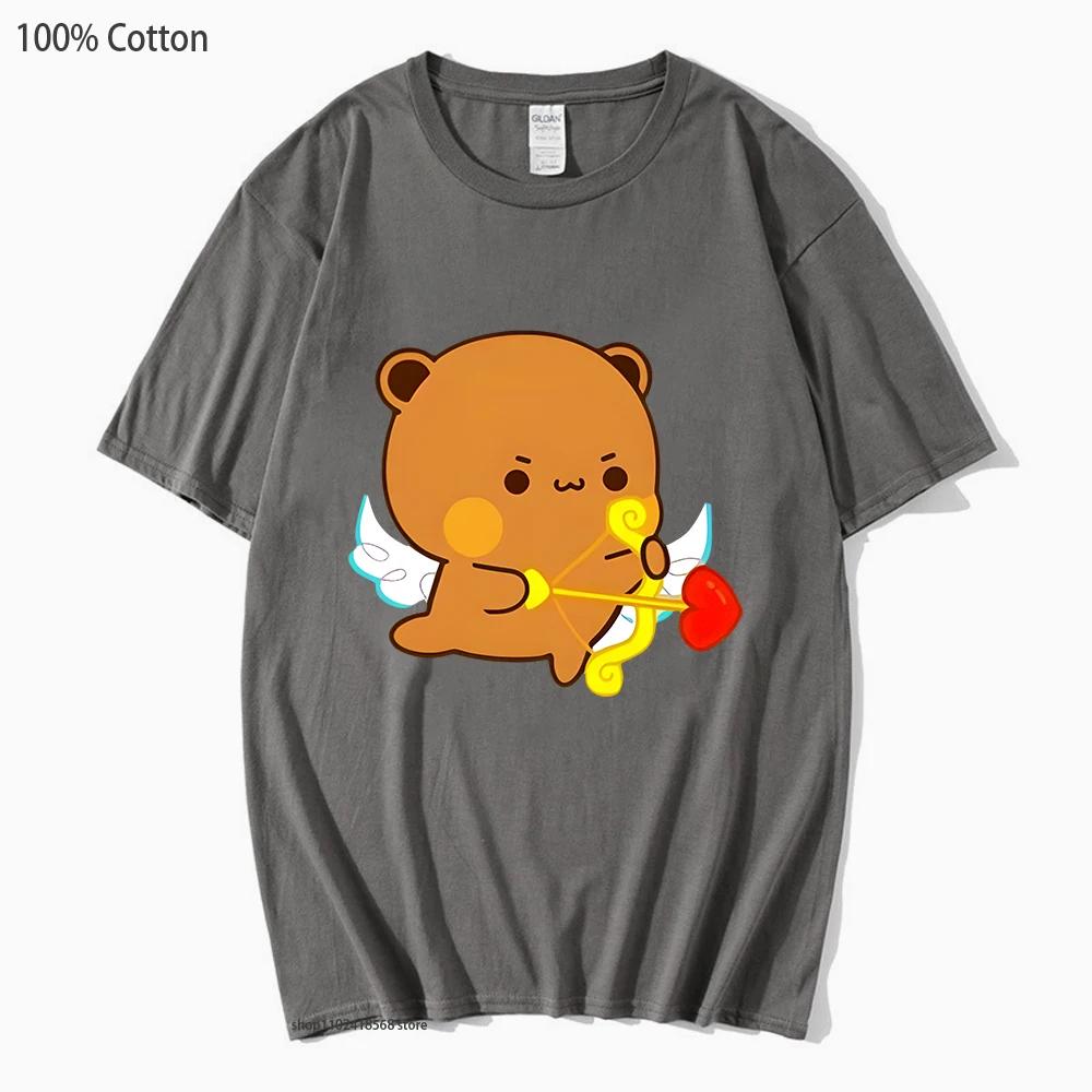 Cute Dudu and Bubu T-Shirts Panda and Brownie Bear Couple Tshirt Cotton Clothes Summer Soft Tees Korean Style Men Women Top