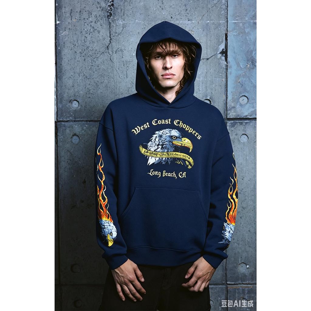 West Coast Choppers Adler Grafik Hoodie Herren Damen Herbst Winter Sweatshirt Streetwear Y2k Übergroß Klassischer Pullover Trainingsanzug Damen Herren Kleidung