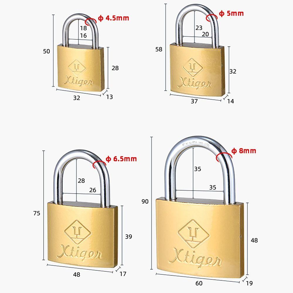 With 3 Keys Brass Padlock Iron Anti-theft Copper Lock Home Improvement Security Tool Student Household Lock for Home School