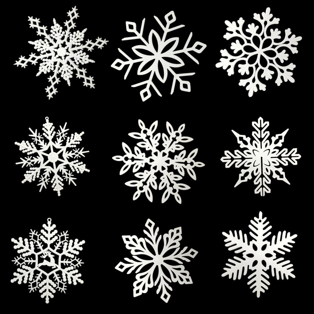 10pcs Festive Snowflake Ornaments - Dazzling Plastic Hanging Pendants for Holiday Decorations, 10cm, Tree Decorations