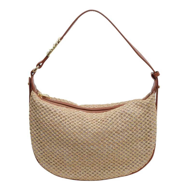 Moda de Verano Simplicidad Bolsos de Paja para Mujer Bolso de Hombro de Viaje Bolsos de Playa Tejidos a Mano Bolsos Tote Femeninos de Gran Capacidad