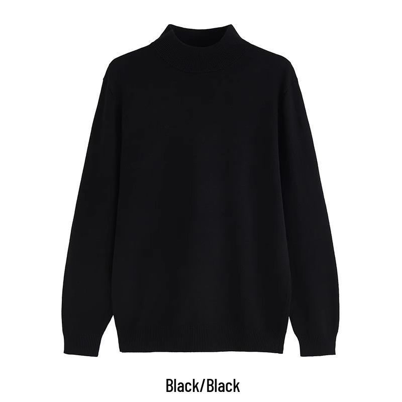 

Men s Winter Half-High Collar Sweater with Plus Velvet Inner Layer - Casual Knitwear 3XL чорний