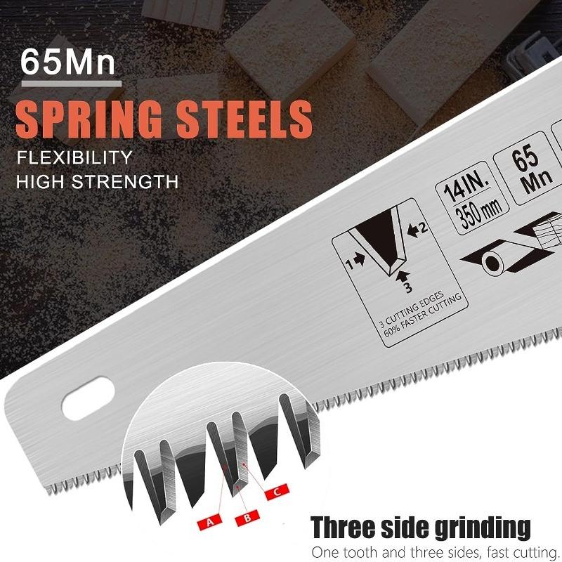 Ferăstrău de mână pentru lemn de 14 inchi/18 inchi, ferăstrău de mână universal, mâner ergonomic anti-alunecare Ferăstrău pentru lemn rezistent la rugină