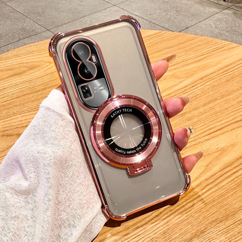 Przezroczyste Wstrząsoodporne Przezroczyste Platerowane Etui z Magnetycznym Stojakiem Magsafe Dla OPPO Reno 10 11 12 Pro