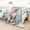 Scenic Floral Towel Blanket, For Sofa Bed, Bedspread, 4-Layer Gauze Cotton, High Quality, 200*230Cm