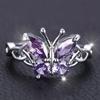 Huitan Romantic Purple Butterfly Rings for Women Charming Purple Cubic Zirconia Aesthetic Female Rings Party Fashion Jewelry
