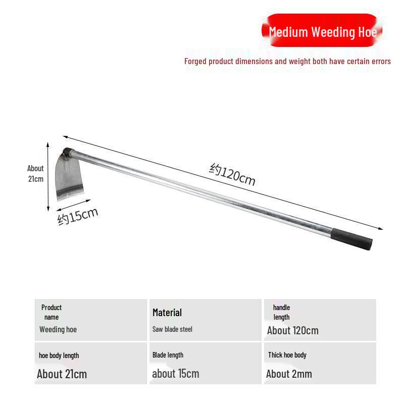 Long-Handled Steel Gardening Hoe for Weeding, Digging, and Turning Soil