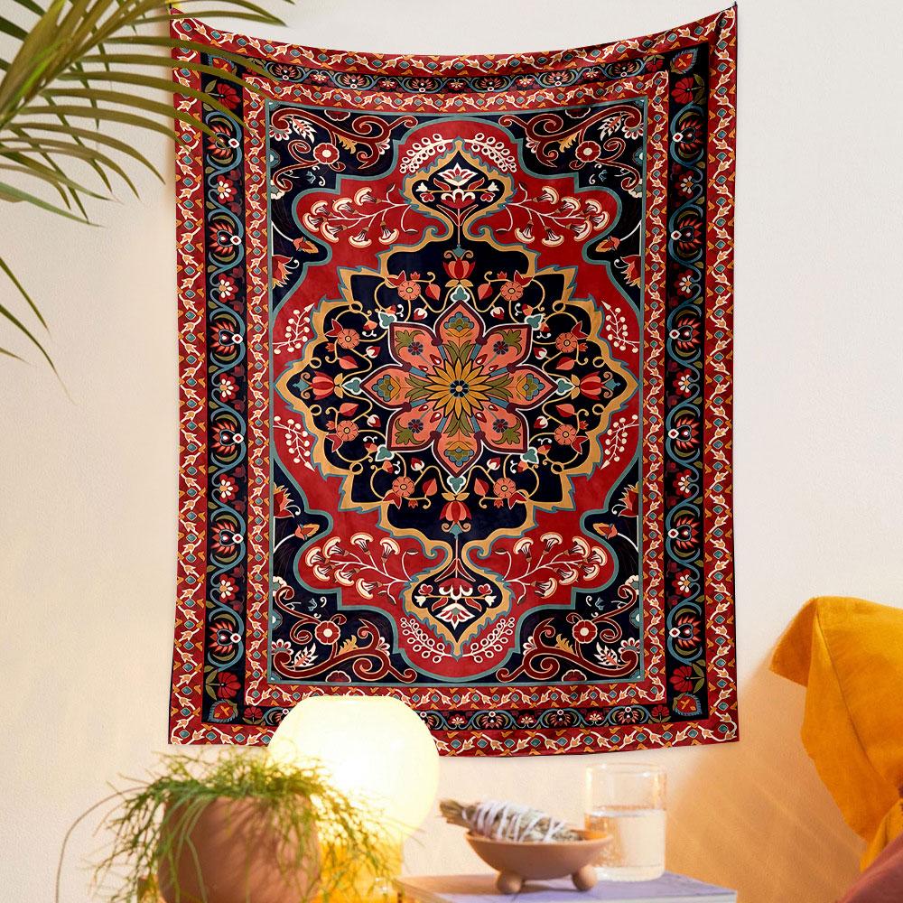 Mandala Floral Red Tapestry Pattern Patterned tapestry home decor, suitable for bedroom and living room, gift