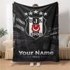 Name Custom Besiktas JK 1903 Print Flannel Blanket High Quality Warm Comfortable Cover for All Seasons Perfect for Gifts Home Decor