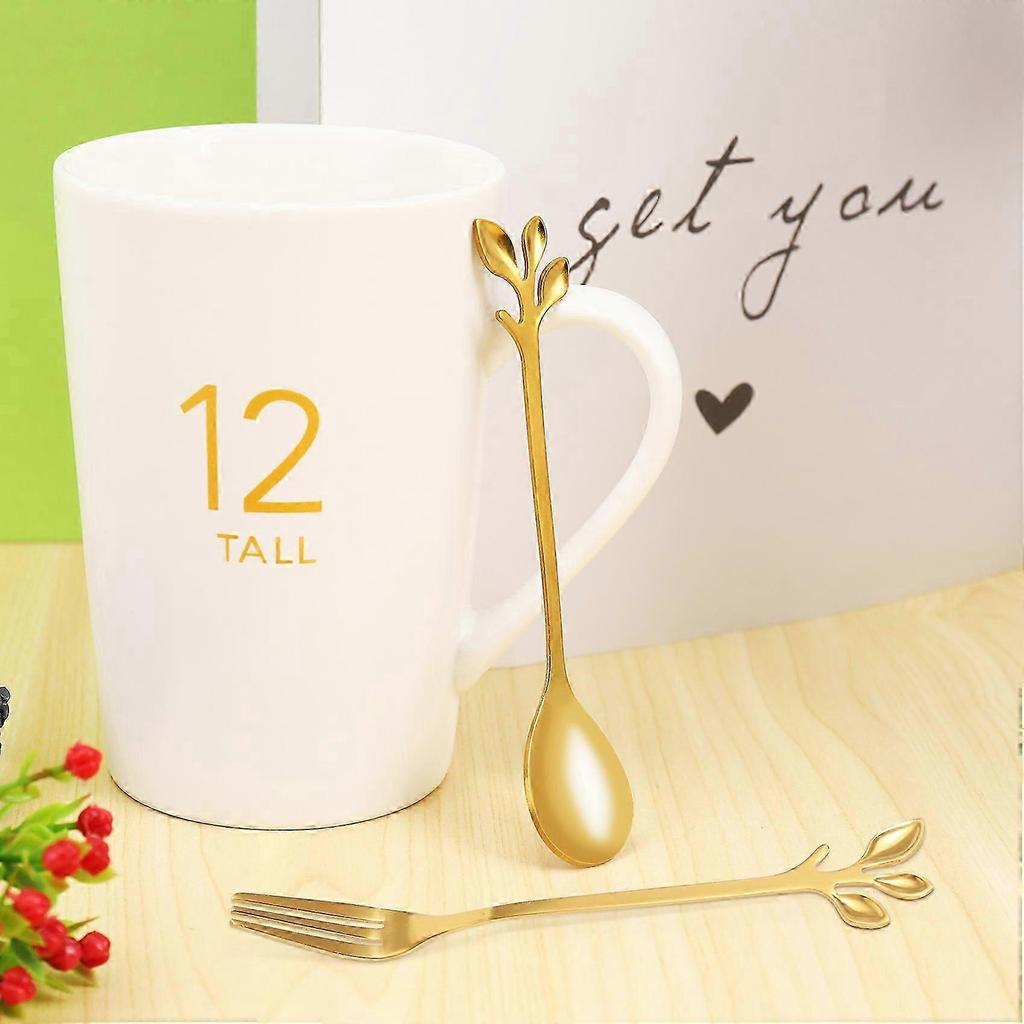 12pcs Dessert Spoon And Fork Set Stainless Steel Mixing Spoon Cake Forks Kitchen Fruit