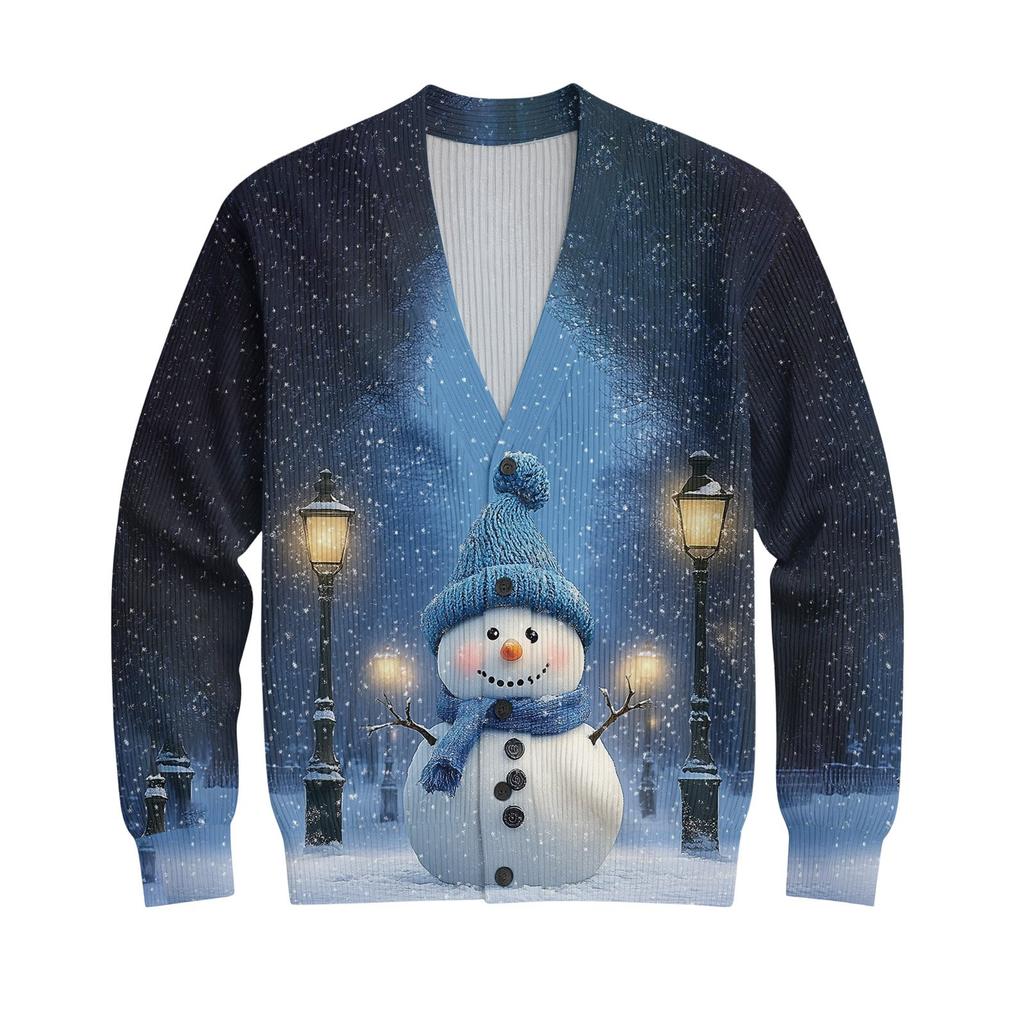 Ribbad långärmad kofta för män