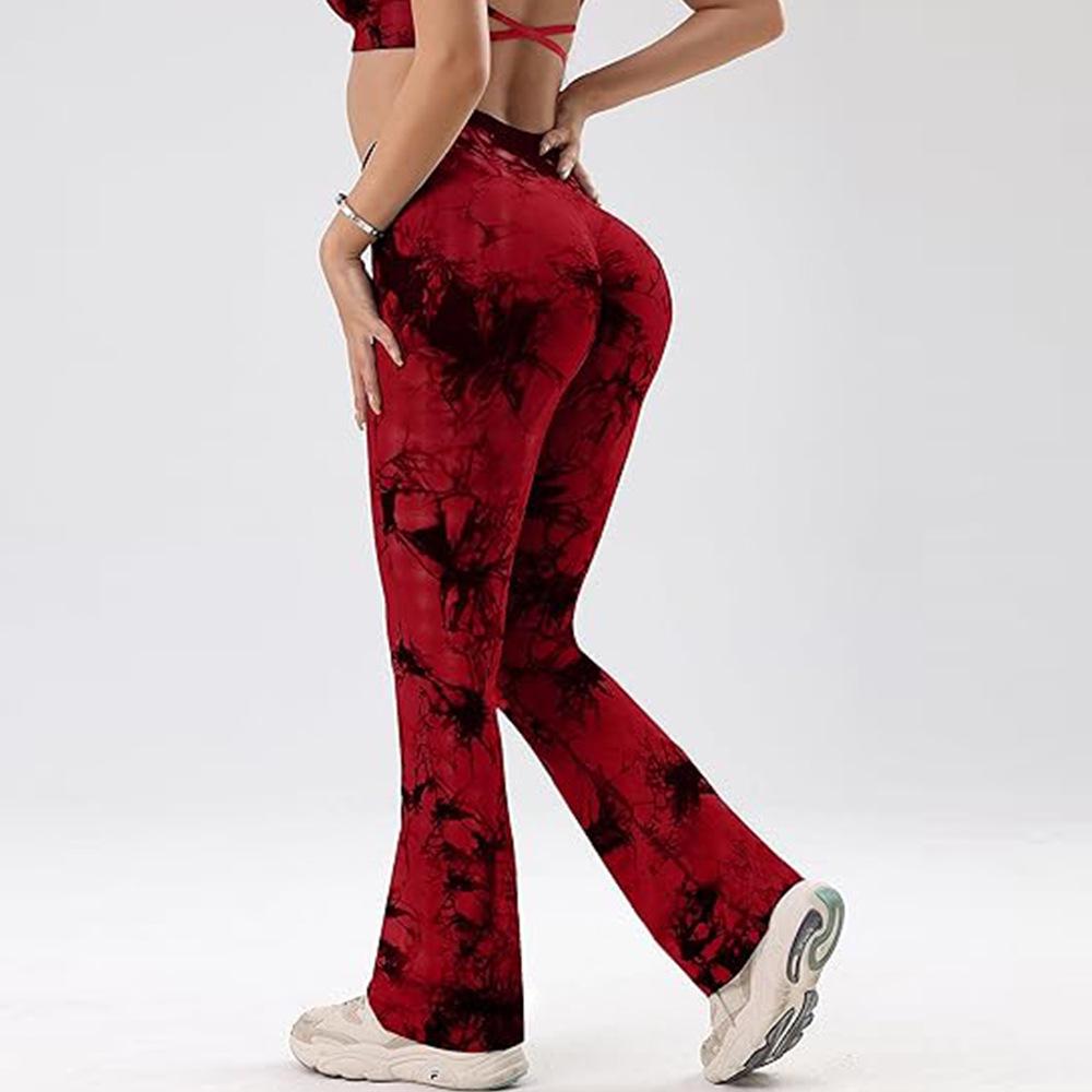 Women's High Waist Tie-Dye Yoga Flare Pants - Elastic, Hip-Lifting, Waist Shaping Fitness Wear