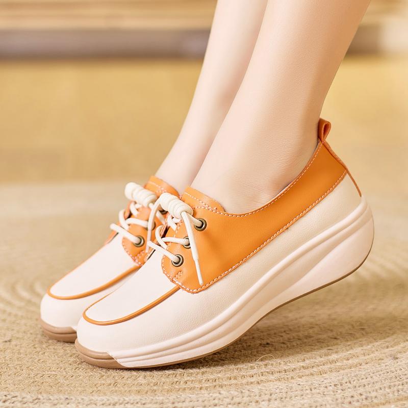 Lady Platform Loafers Casual Elegant Students Black Leather Sneakers for Girl Plus Size