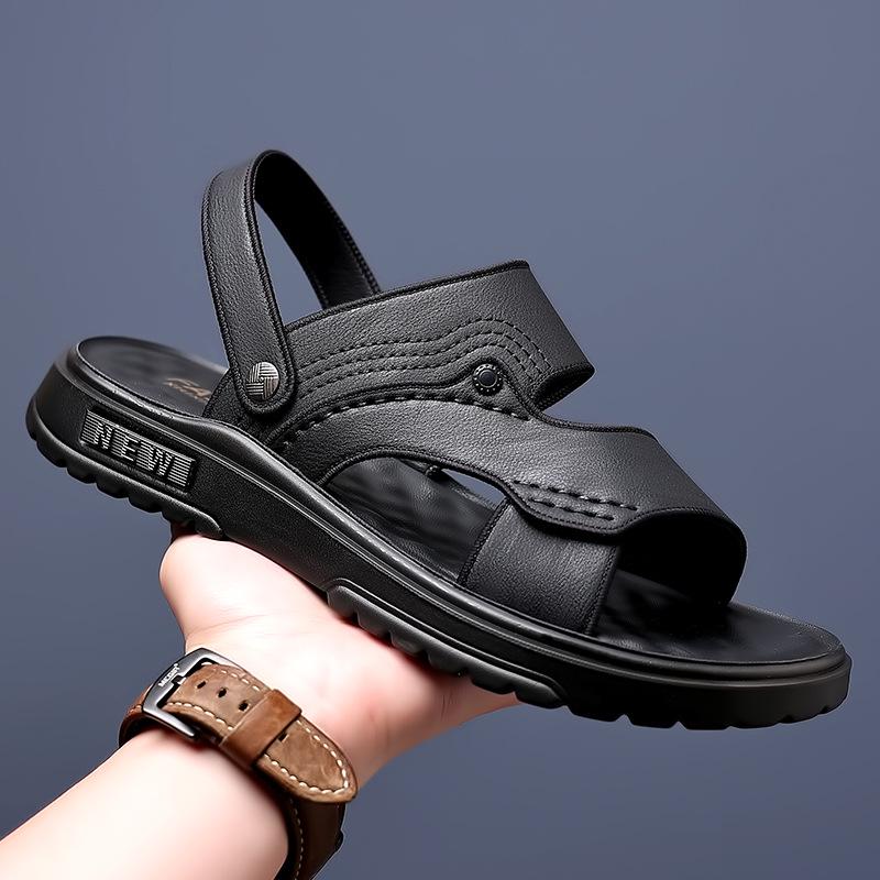 2025 Men's Dual-Use Driving Sandals: Soft Sole, Latex Pad, Plus Size Beach Slippers