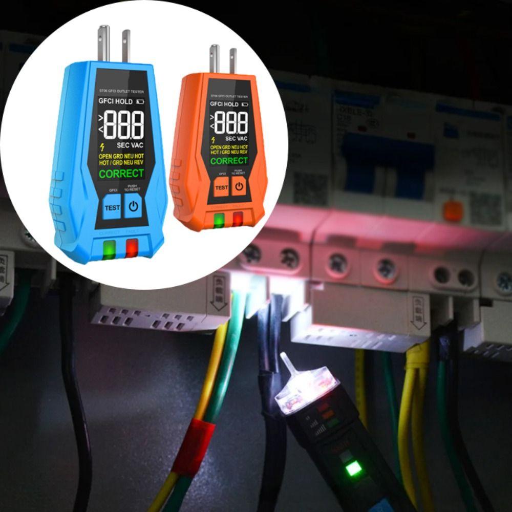 Color Screen Outlet Tester LCD Display Receptacle Tester GFCI Tester  Standard Electrical Outlet