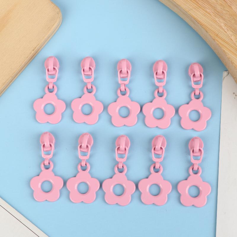 10Pcs Cute Little Flower Zipper Head For #3 Nylon Zippers Suitable For Home Sewing Diy Handmade Zipper Replacement