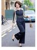 Elegant Autumn 2025 Satin Blouse & Seven-Sleeve Two-Piece Set for Middle-Aged and Elderly Women