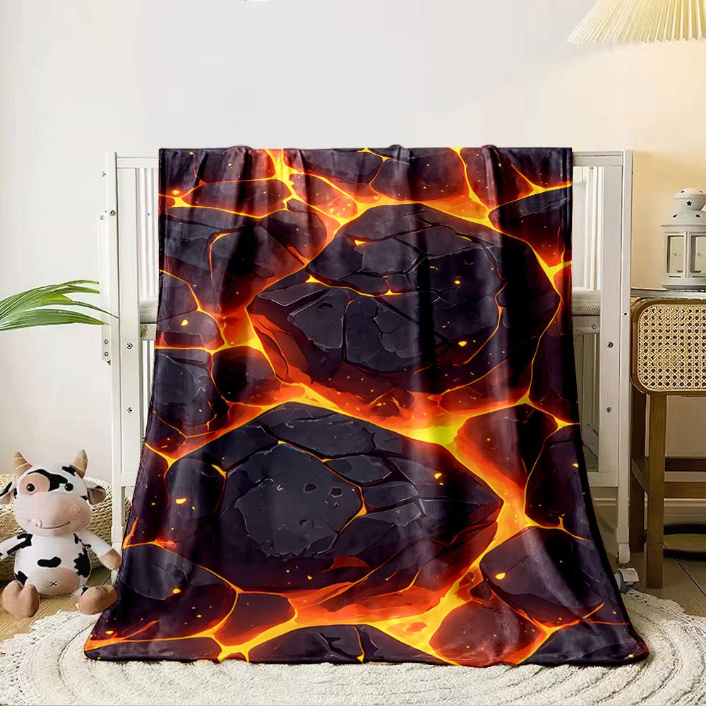 Fiery Lava Rock Pattern Blanket for All Seasons Blanket Lunch Break Throw Gift