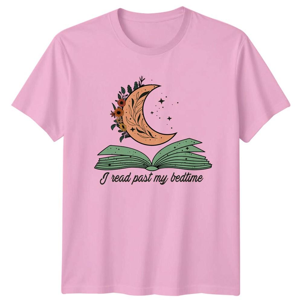Book Lover I Read Past My Bedtime Moon TShirt Reading Hobby Tee