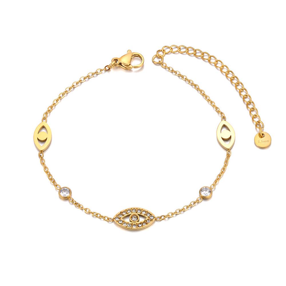 

Браслет Lokaer с позолотой от сглаза для женщин, браслет-цепочка из нержавеющей стали с цирконами, модные украшения для вечеринок, подарок B25055