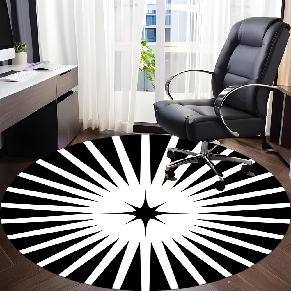 1pc Sunburst Pattern Office Round Area Rug,  Mat Suitable For Office, Under Office Chairs Bedroom Living Room Home Decor, Room Deco