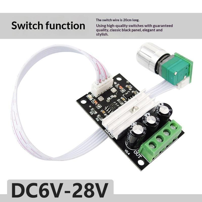 DC Motor Speed Controller 6V-28V Adjustable Knob Easy Installation Compact Size for DIY Electronic Model Car Projects