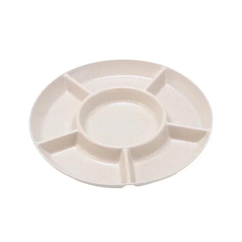 

Wheat Straw Fruit Plate Party Candy Pastry Nuts Tray Round Multi-lattice Snack Organizer Melon Seeds Snack Fruit Tray