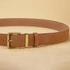 Luxury Suede Cowhide Leather Belt for Women, Vintage Style with Gold Buckle, 3.5cm Wide Waistband for Dresses & Jeans
