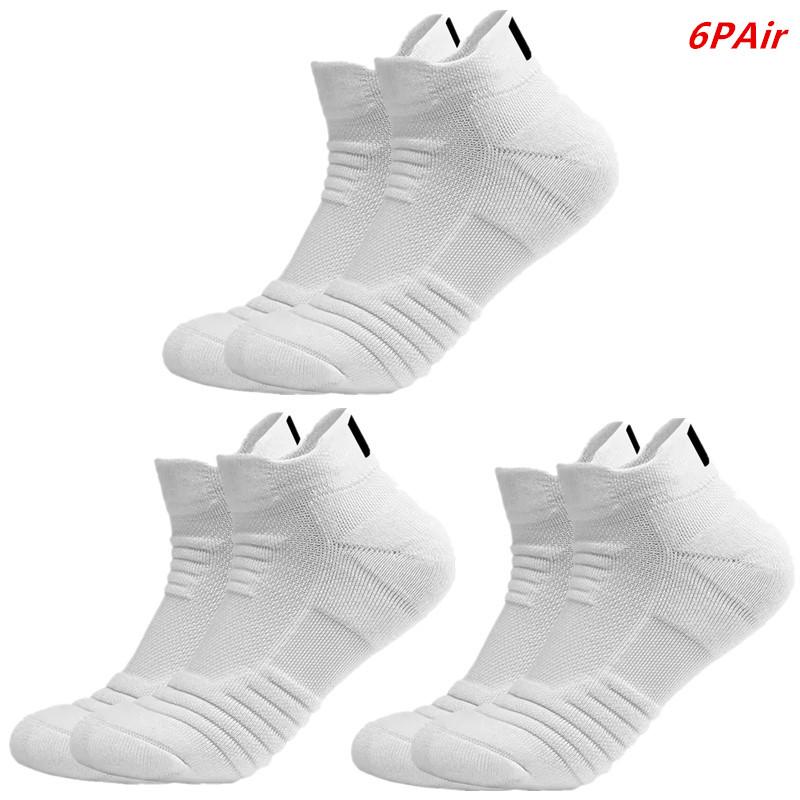 3/6 Pairs Men Odor Resistant Knitted Sports Socks Sweat Absorbing Breathable Durable Cushioning Running Basketball Socks