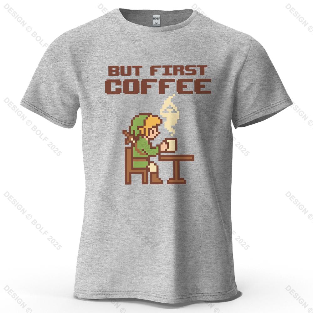 BUT FIRST COFFEE Cozy Printed Men's T-Shirt Oversized Playful Graphic Tees for Women Tops Tees Casual Streetwear