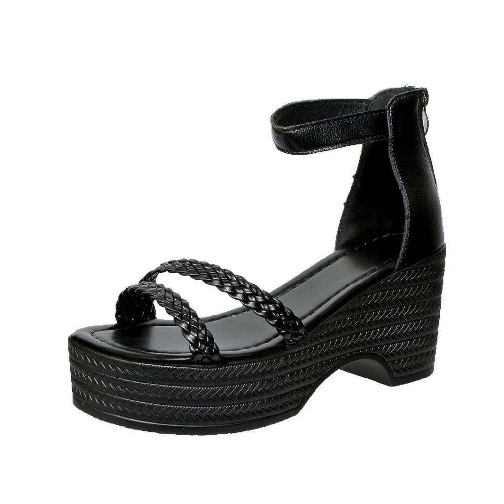 Slope heel sandals women's summer new European and American foreign trade large size muffin thick bottom fish mouth bag and women's shoes fast deliver