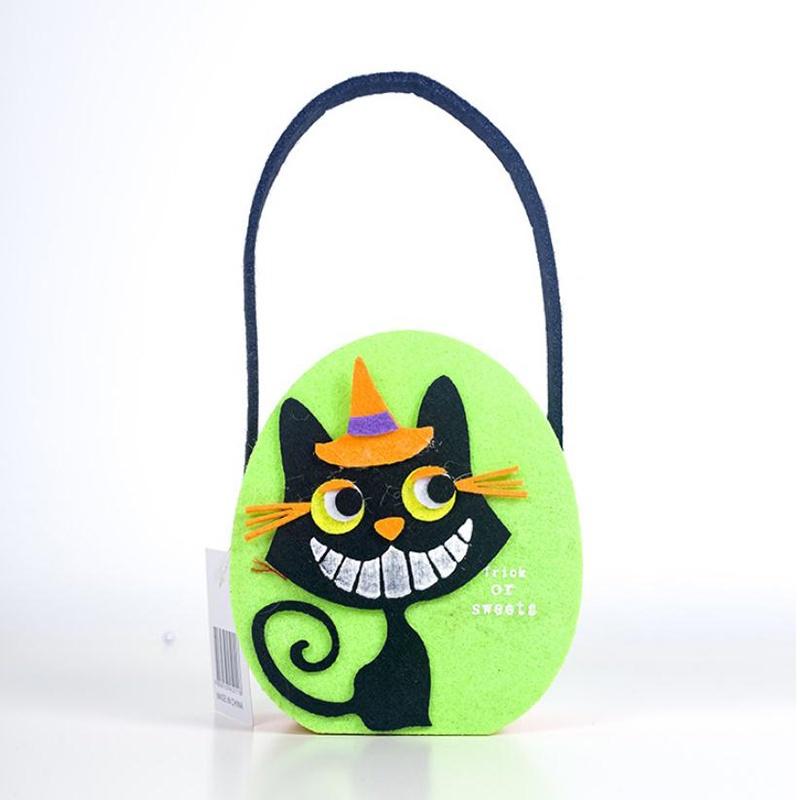 

Colorful Felt Halloween Candy Bag For Trick Or Treat Fun With Pumpkin Design Green,24*12cm/9.45*4.72in