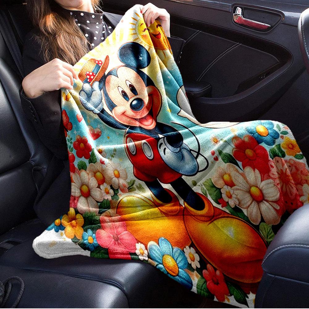 1pc Flannel Cartoon Mickey Pattern Throw Blanket for Room Decor, Soft and Comfortable, Great Gift, Must-Have for Home