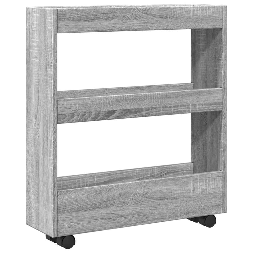 Narrow Storage Trolley 3 Tier Grey Sonoma Particleboard