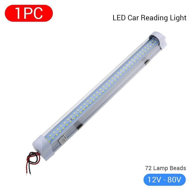 

1 шт. 48/72 светодиодный светильник для салона автомобиля, полоса, лампа для фургона, автобуса, каравана, переключатель включения/выключения, лампа багажника автомобиля, светодиодная лампа для багажного отделения SEAMETAL, автомобильные аксессуары 12V-80V