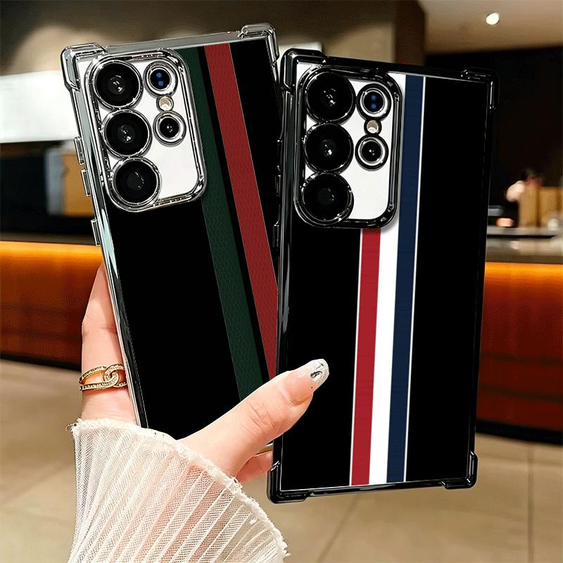 Luxury Sports Line Cool Stripe Plating Phone Case For Samsung Galaxy S24 S25 FE S26 Edge S23 Ultra S22 S21 Plus S20 Anti-Fall Ai