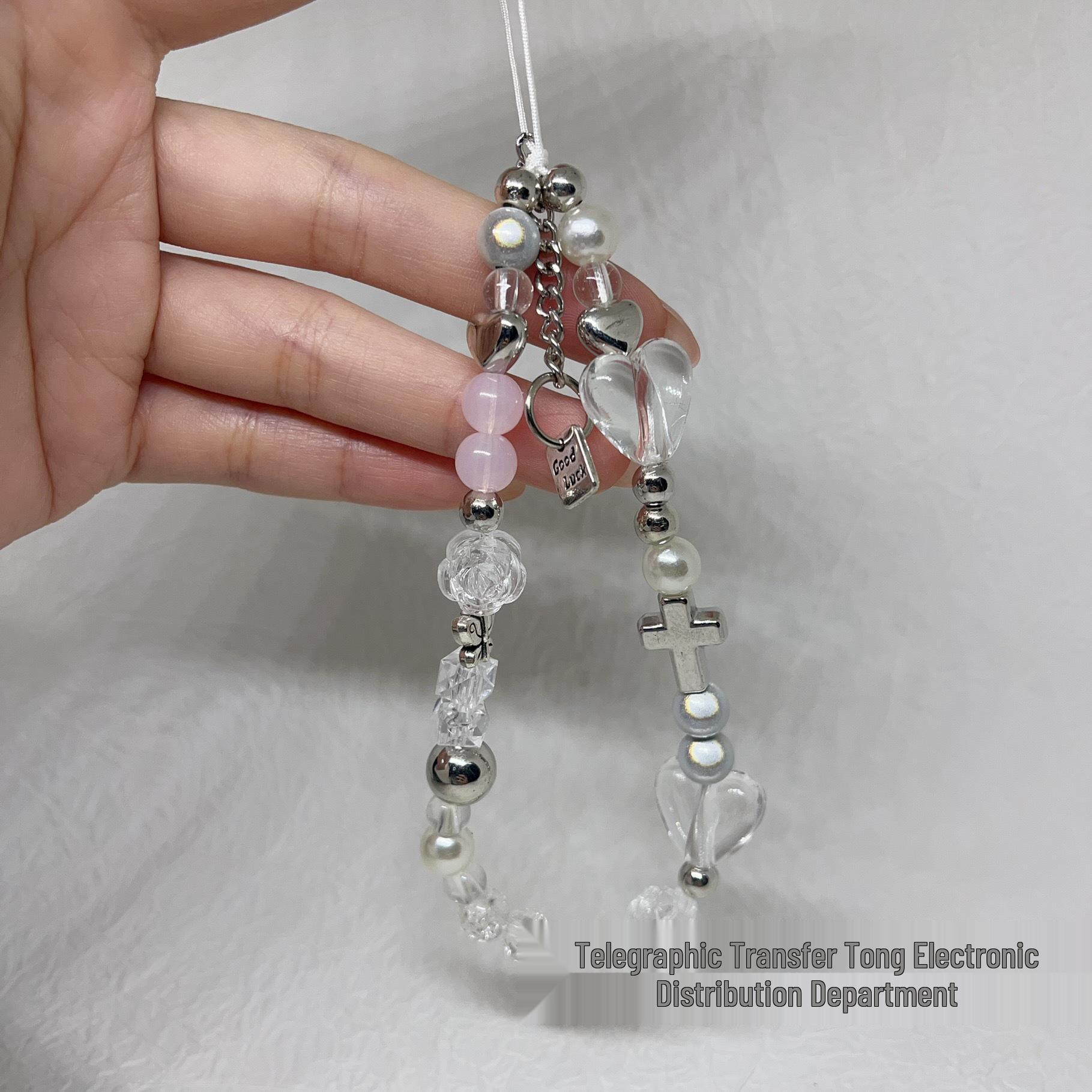 

Y2K Retro Strawberry Crystal Pendant Phone Lanyard with Alloy Cross & Butterfly Anti-Lost Chain
