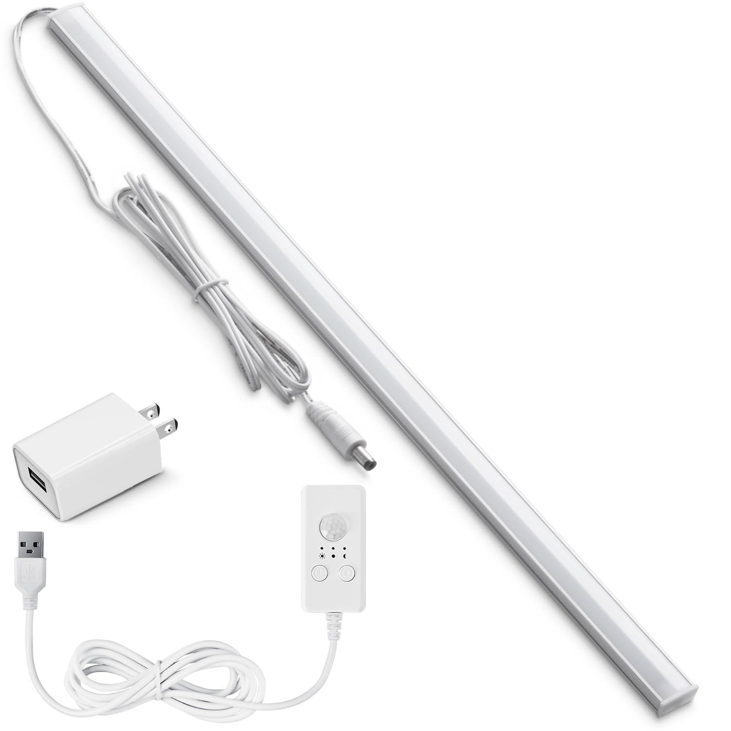 

Светодиодный светильник с датчиком для помещений, Розетка, Датчик движения [Раздельный тип, Отключение по таймеру], Питание от USB, Плавное затемнение, Тонкий 35 см, Магнит, Без установки