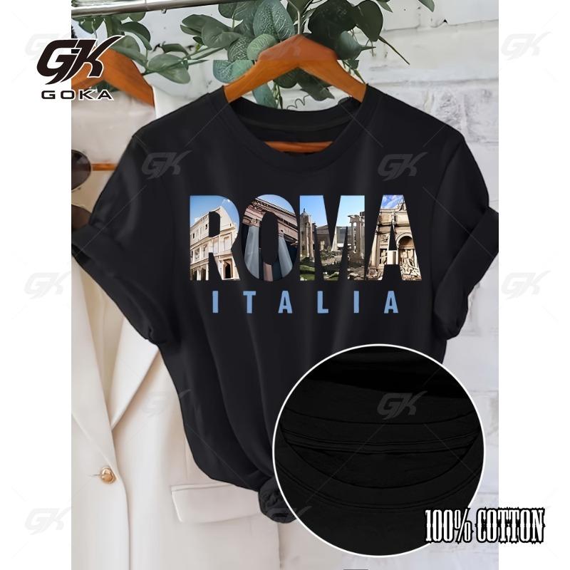 

Letter Printed T-shirt Casual Cute Trend Round Neck Short Sleeved Top for Spring and Summer Women s Clothing Y2k Harajuku Top 4XL
