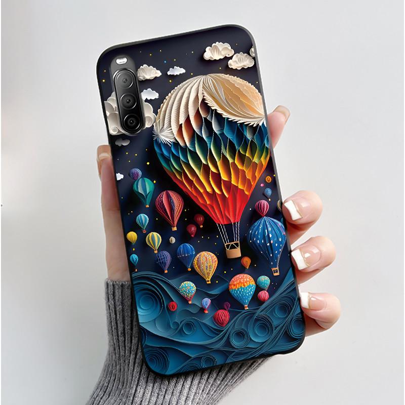 Fodral För Sony Xperia 10 II / 10 III Mobilskal Estetiskt Mode Söt Katt Astronaut Svart Silikon Mjuk Stötdämpande Baksidesskydd
