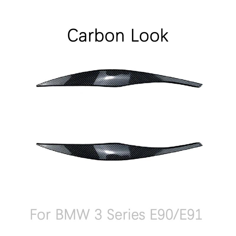 Headlight Eyelid Eyebrow Trims Fits for BMW 3 Series E90 E91 2005 -2011 Sedan/Touring Accessories ABS Gloss Black/Carbon Look