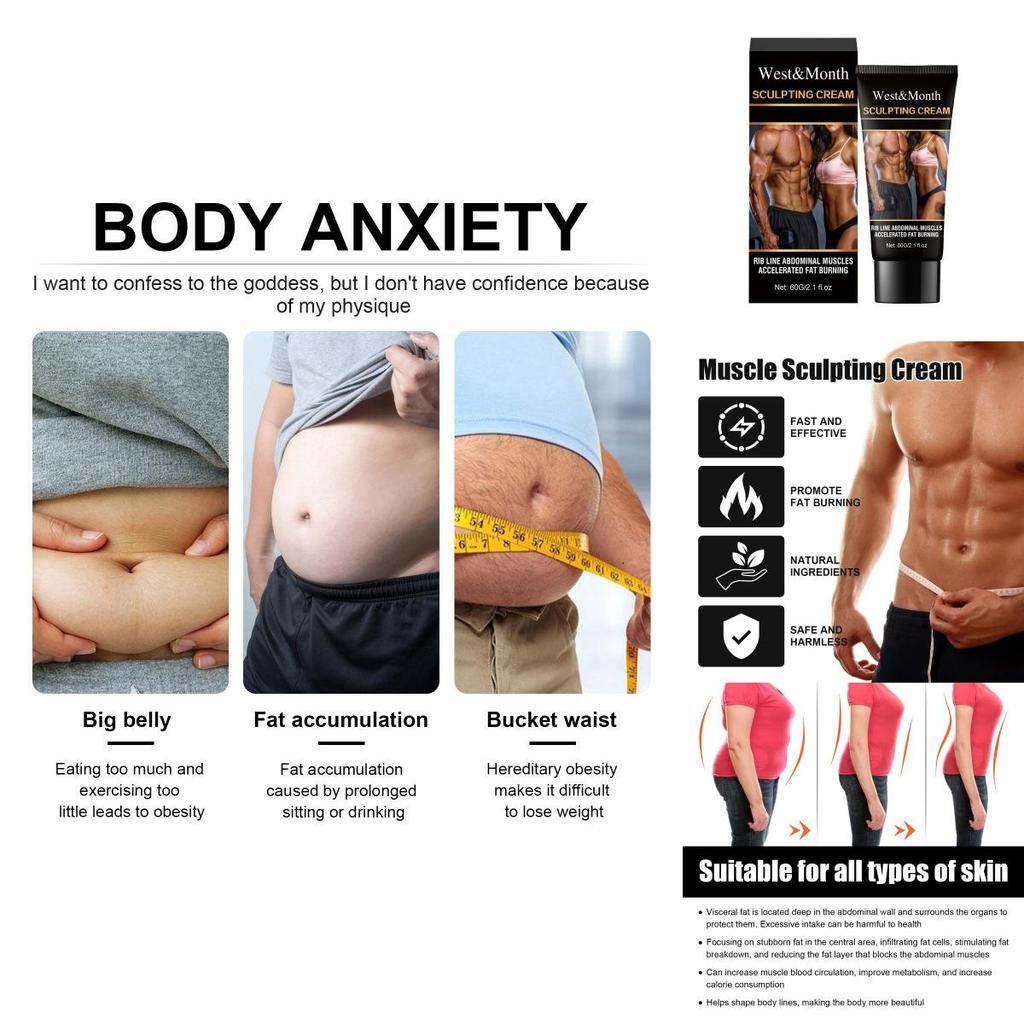 West Month Muskelformungscreme zum Straffen und Definieren der Bauchmuskeln mit schlankmachenden Eigenschaften
