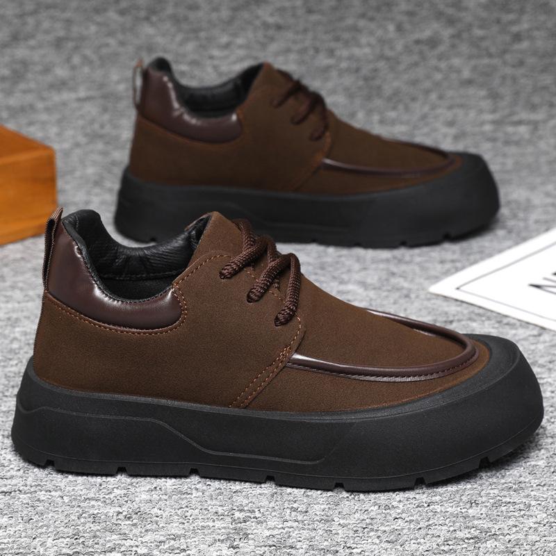 Men's Winter 2024 Retro British Style Thick-Soled Casual Sneakers with Velvet Lining for Teens