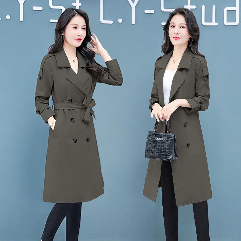 Schicker koreanischer Damen-Midilang-Trenchcoat – Frühjahr/Herbst-Kollektion 2025, großer Kragen, Übergröße, schlankmachende Oberbekleidung